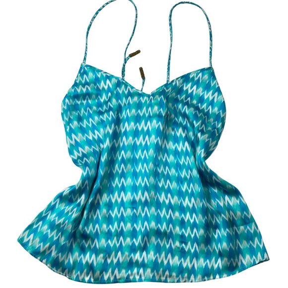 Paloma Blue Capri Printed 100% Silk-Satin Camisole Size M NWOT - Picture 1 of 15